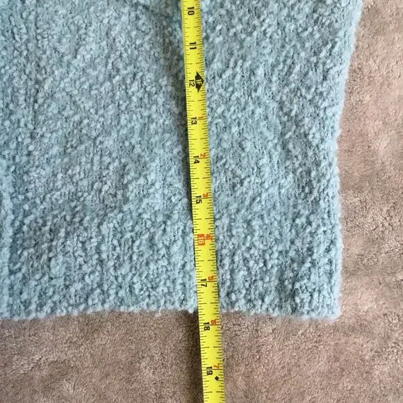 W.A.P.G. Fuzzy Crop Sweater Jacket Dusty Blue Sz S - Picture 7 of 8